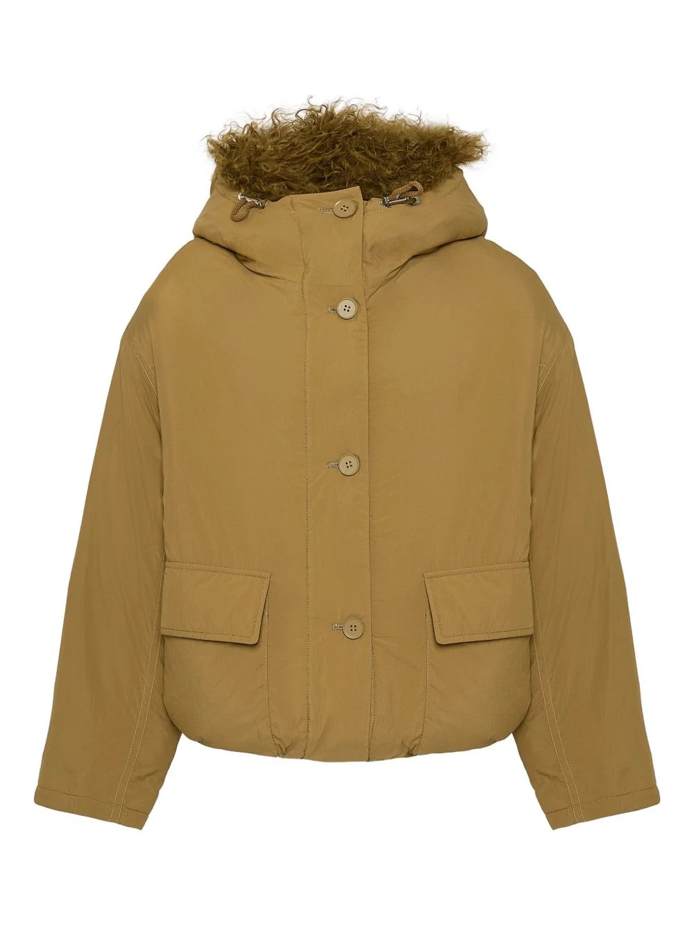 lambshearling-trimmed down jacket - 1