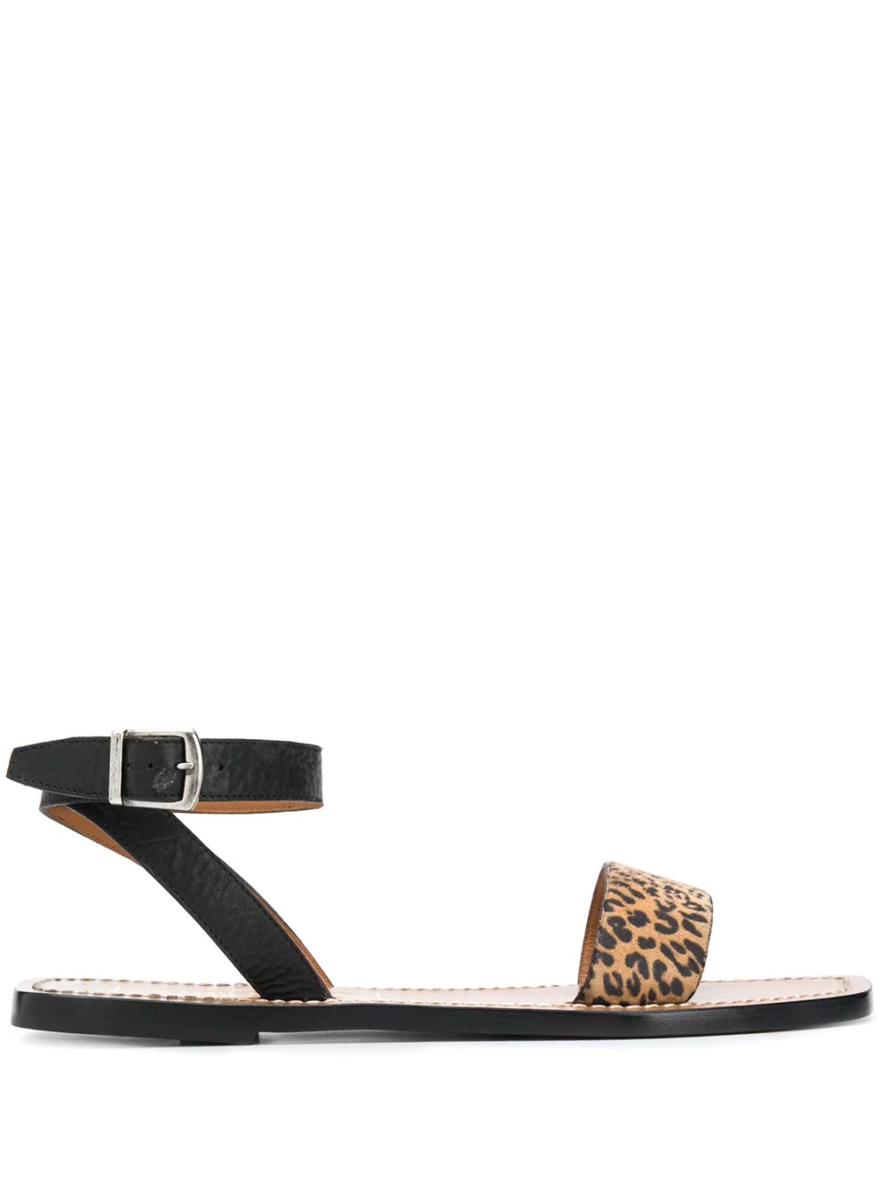 leopard-print leather sandals - 1