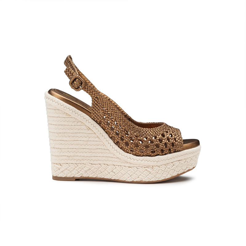 Women's gold leather wedge 1