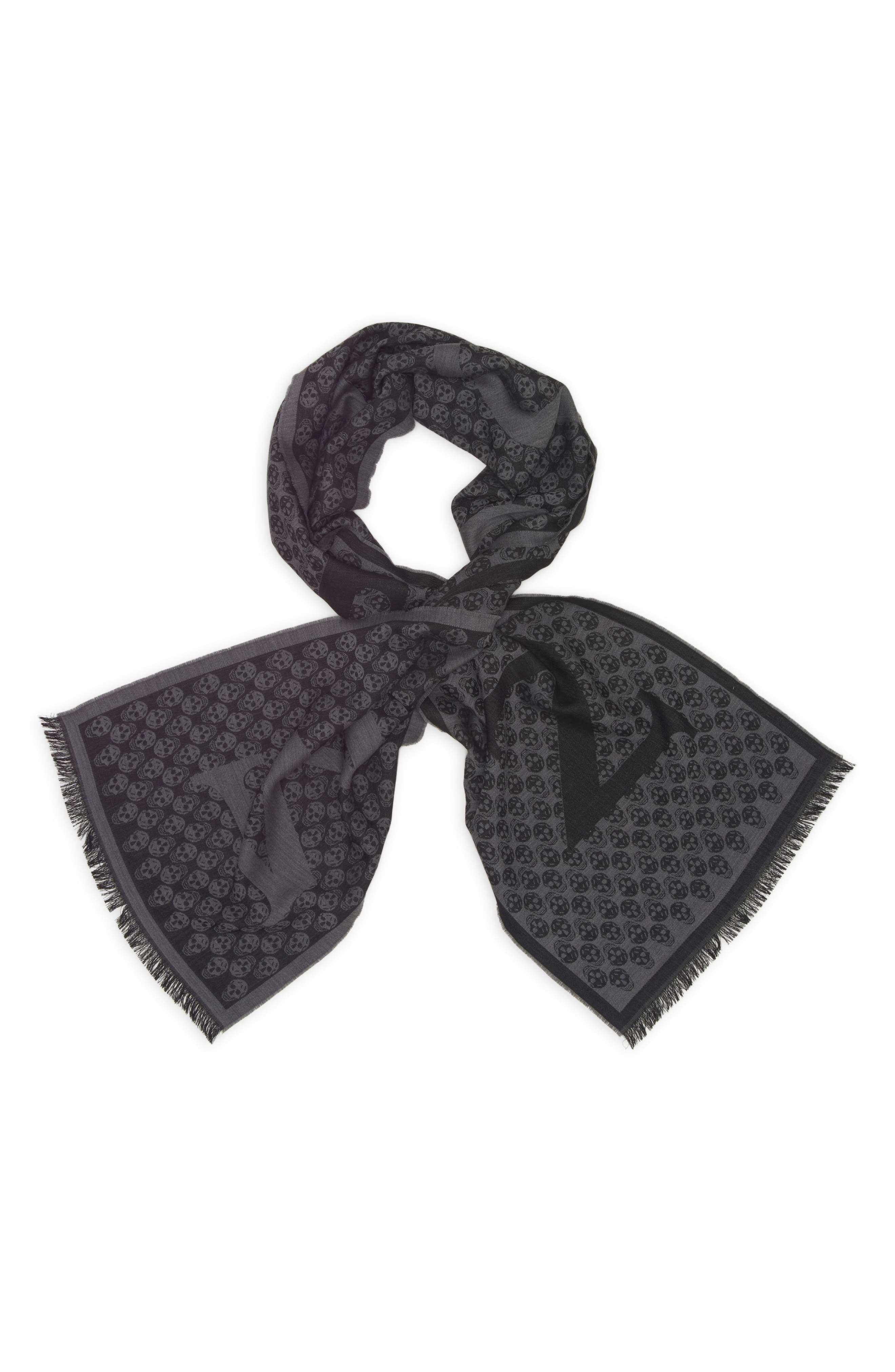 McQueen Multilogo Wool Scarf in Grey/Dark Grey at Nordstrom - 2