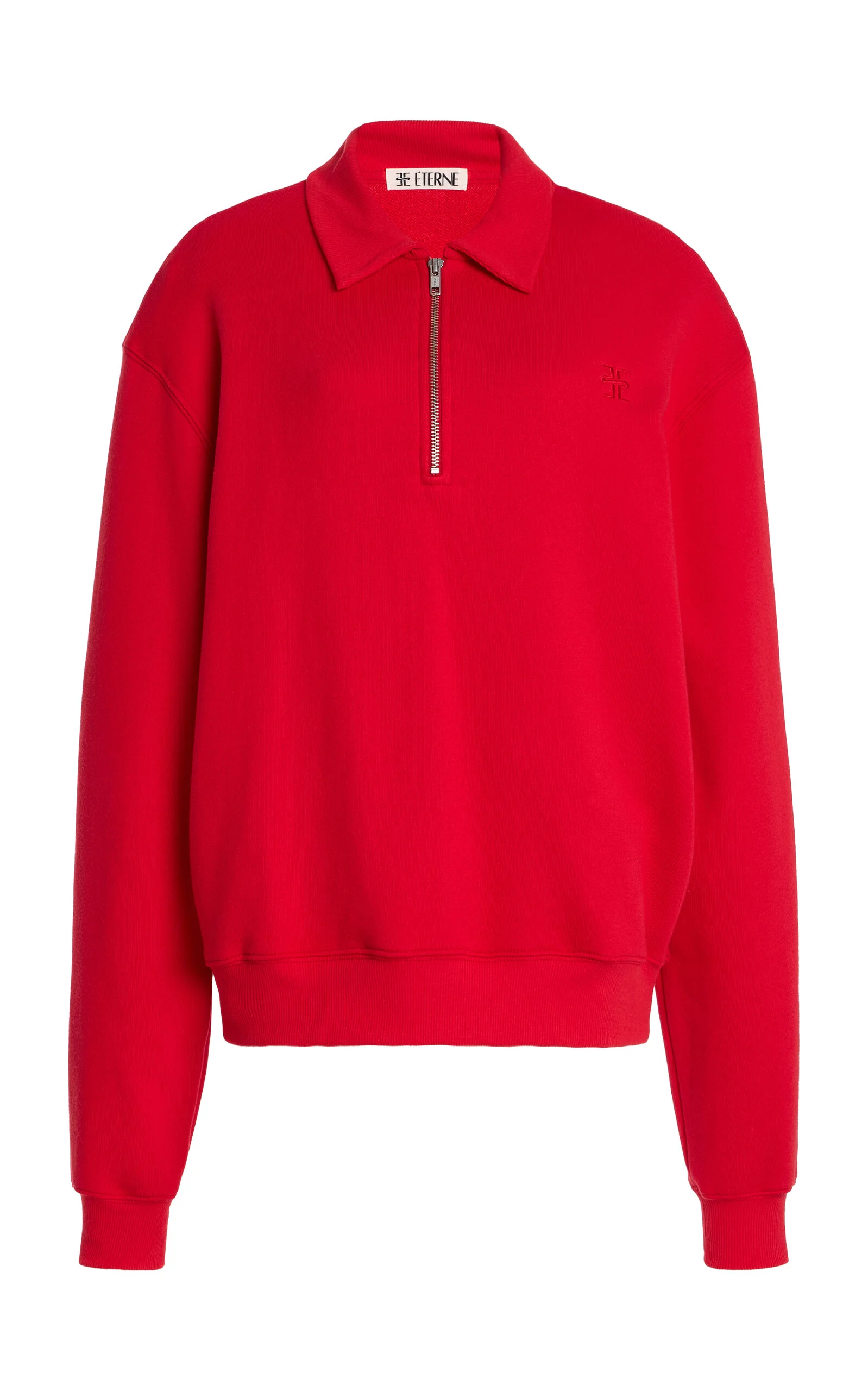 Half-Zip Cotton-Modal Sweatshirt red - 1