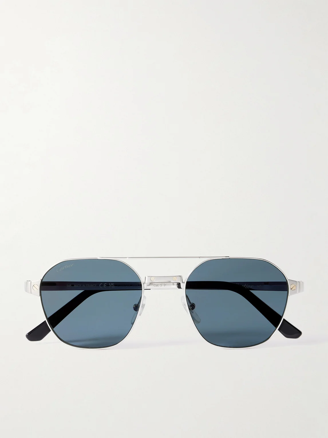 Santos de Cartier Aviator-Style Silver-Tone Sunglasses - 1