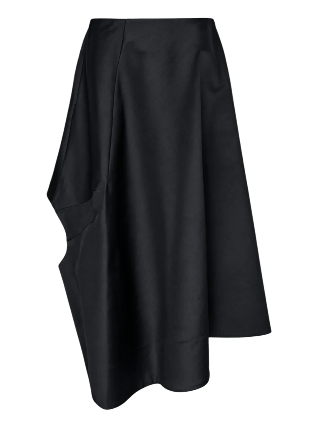 Asymmetric Draped Long Skirt - 1