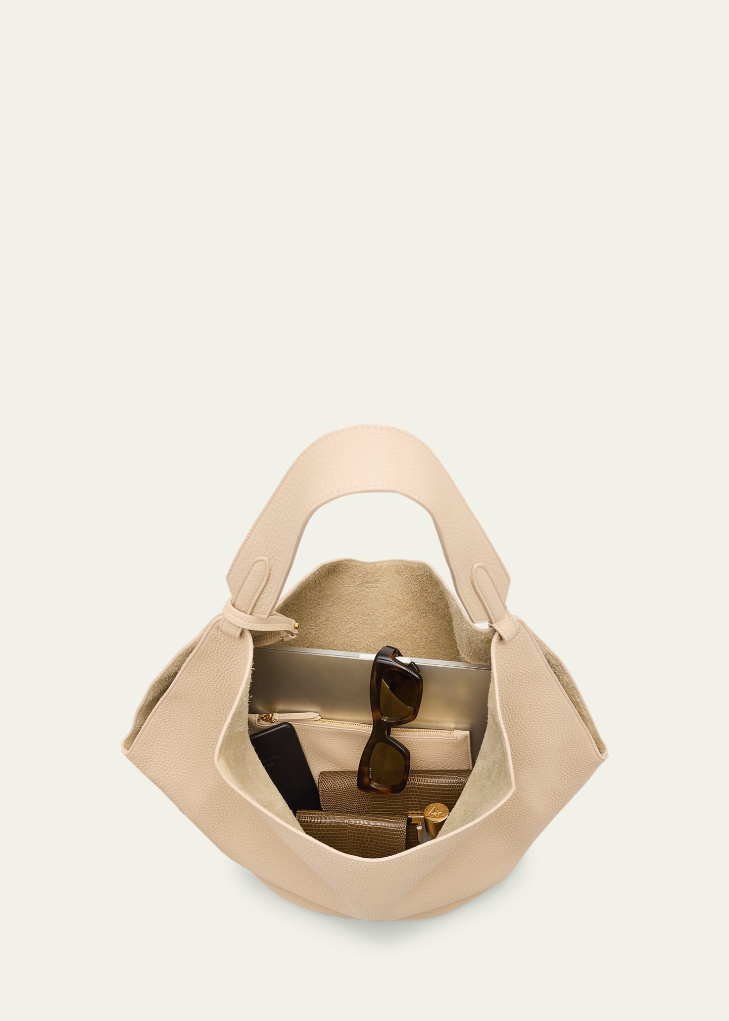 Lotus Medium Pebbled Leather Tote Bag - 5