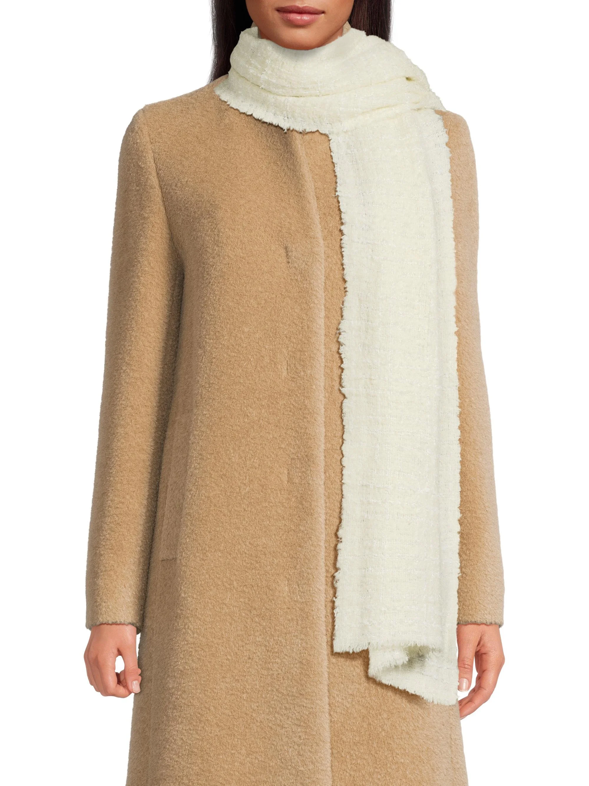 Women's Manon Plaid Wool-Blend Scarf - Cream - 1
