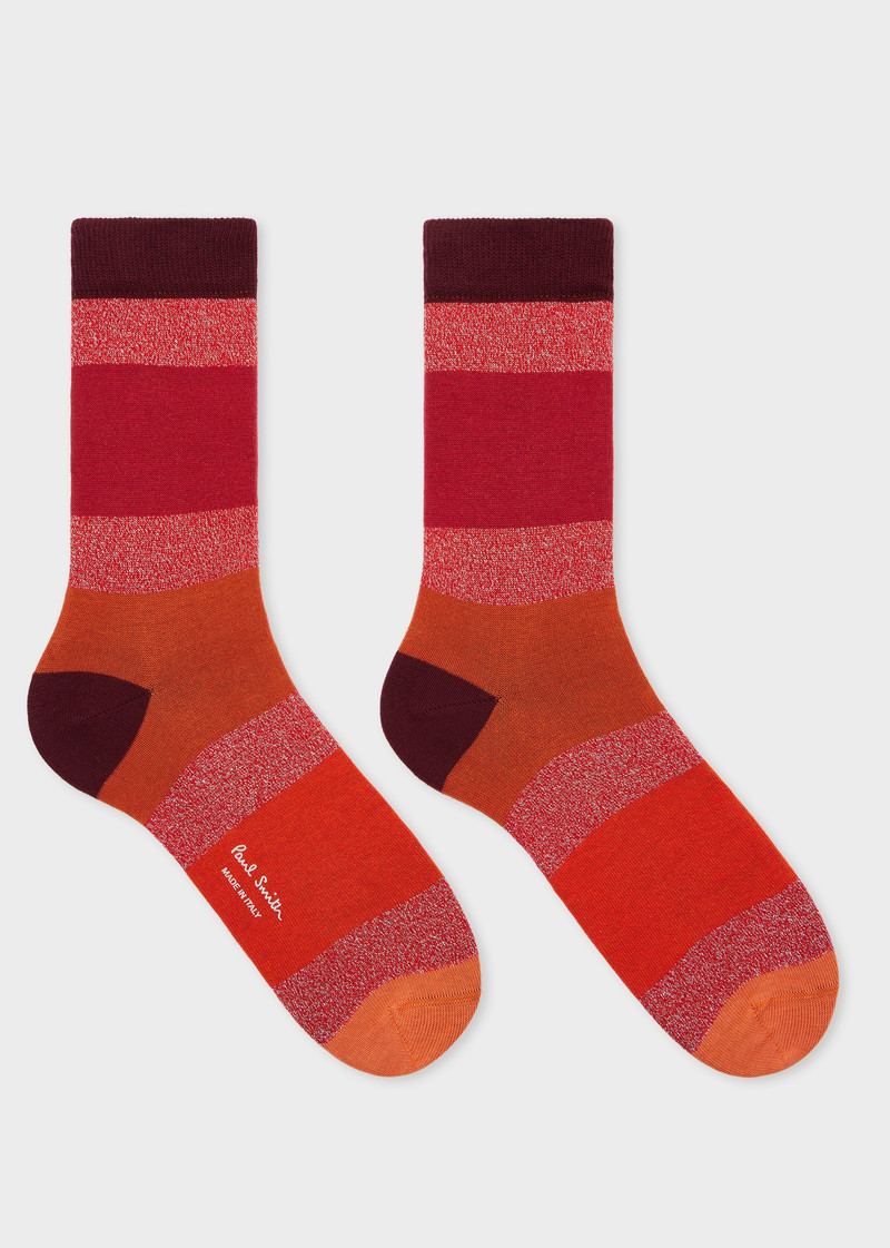 Paul Smith Women's Red Ombre Stripe Glitter Socks outlook