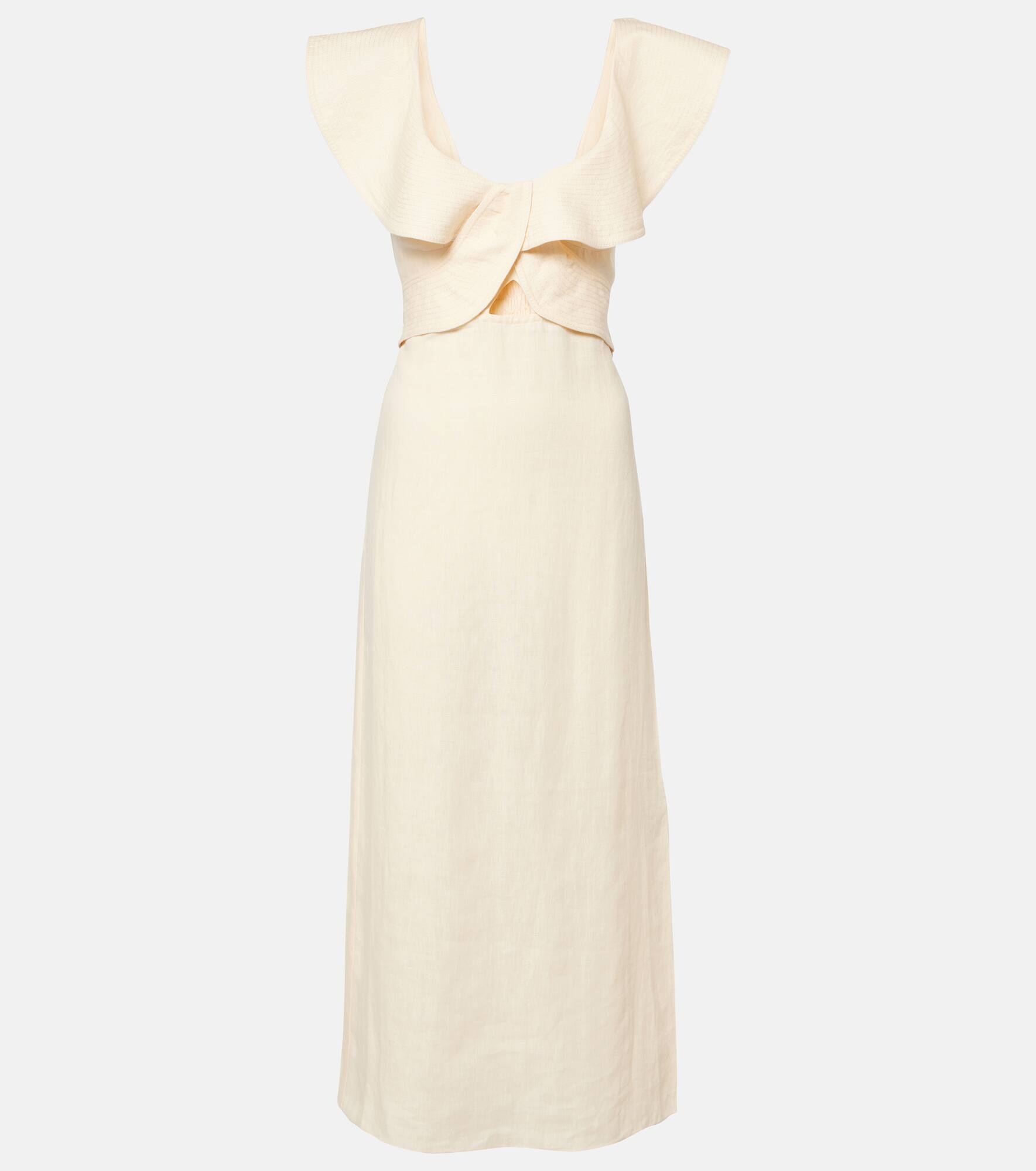 Ruffled linen midi dress - 1