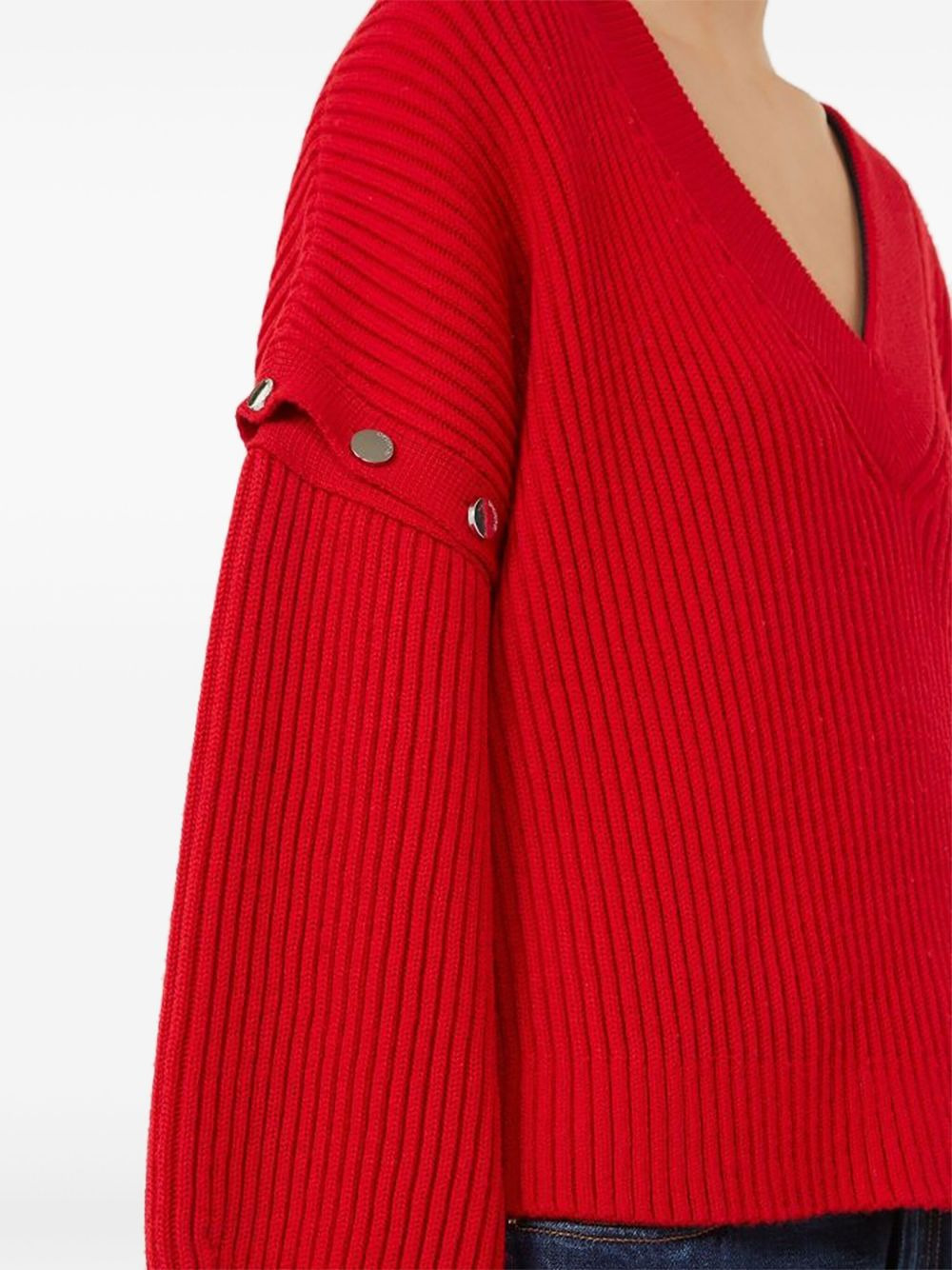 V-neck button-detail sweater - 4