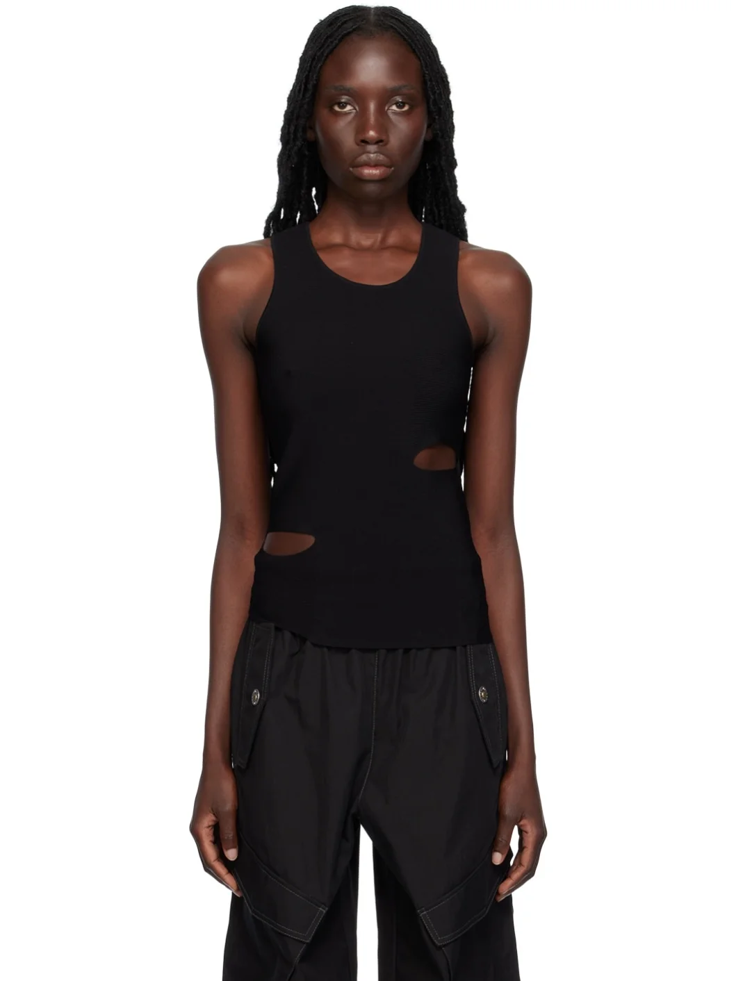 Black Slit Tank Top - 1