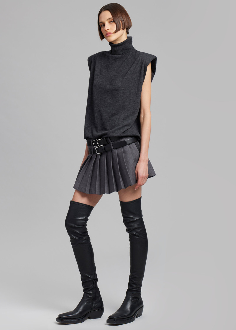 Willow Double Buckle Leather Belt - Black 5