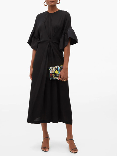 Loewe Ruffled faille-trim crepe dress outlook