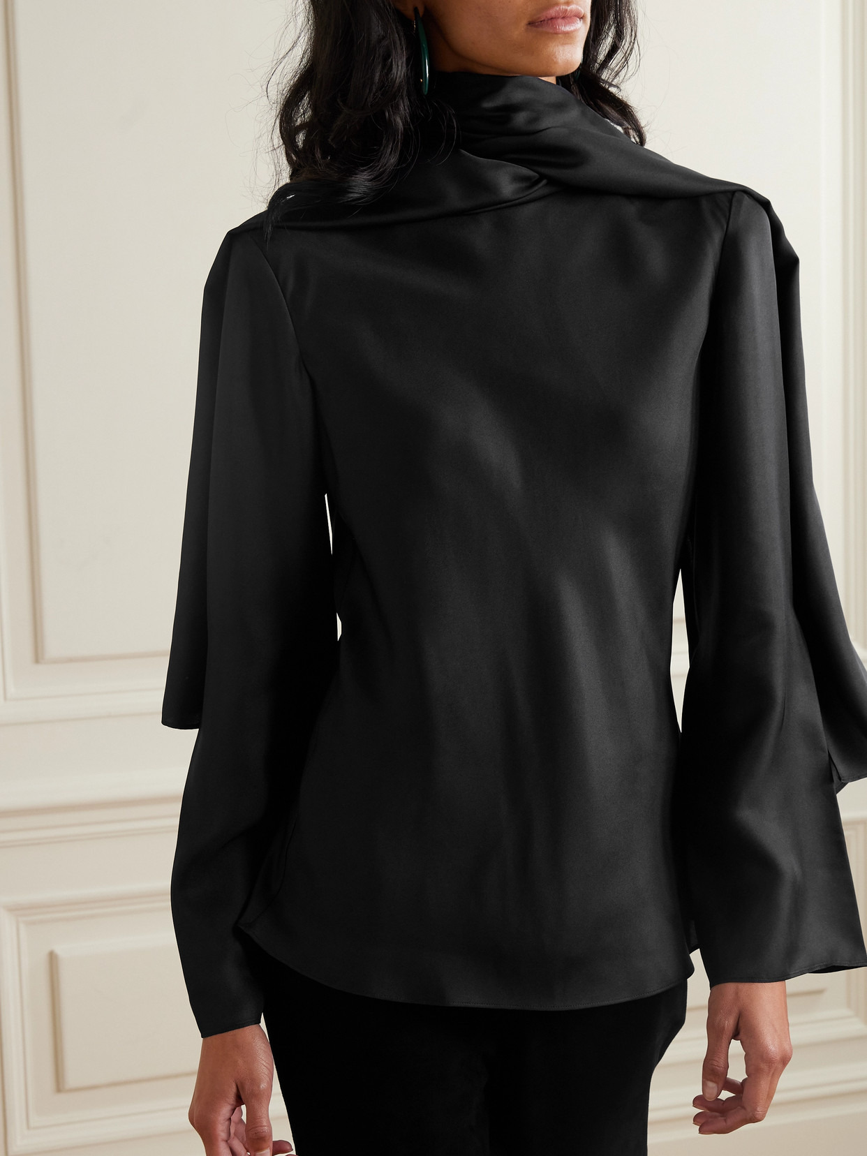 Tie-detailed Silk-satin Blouse - 4