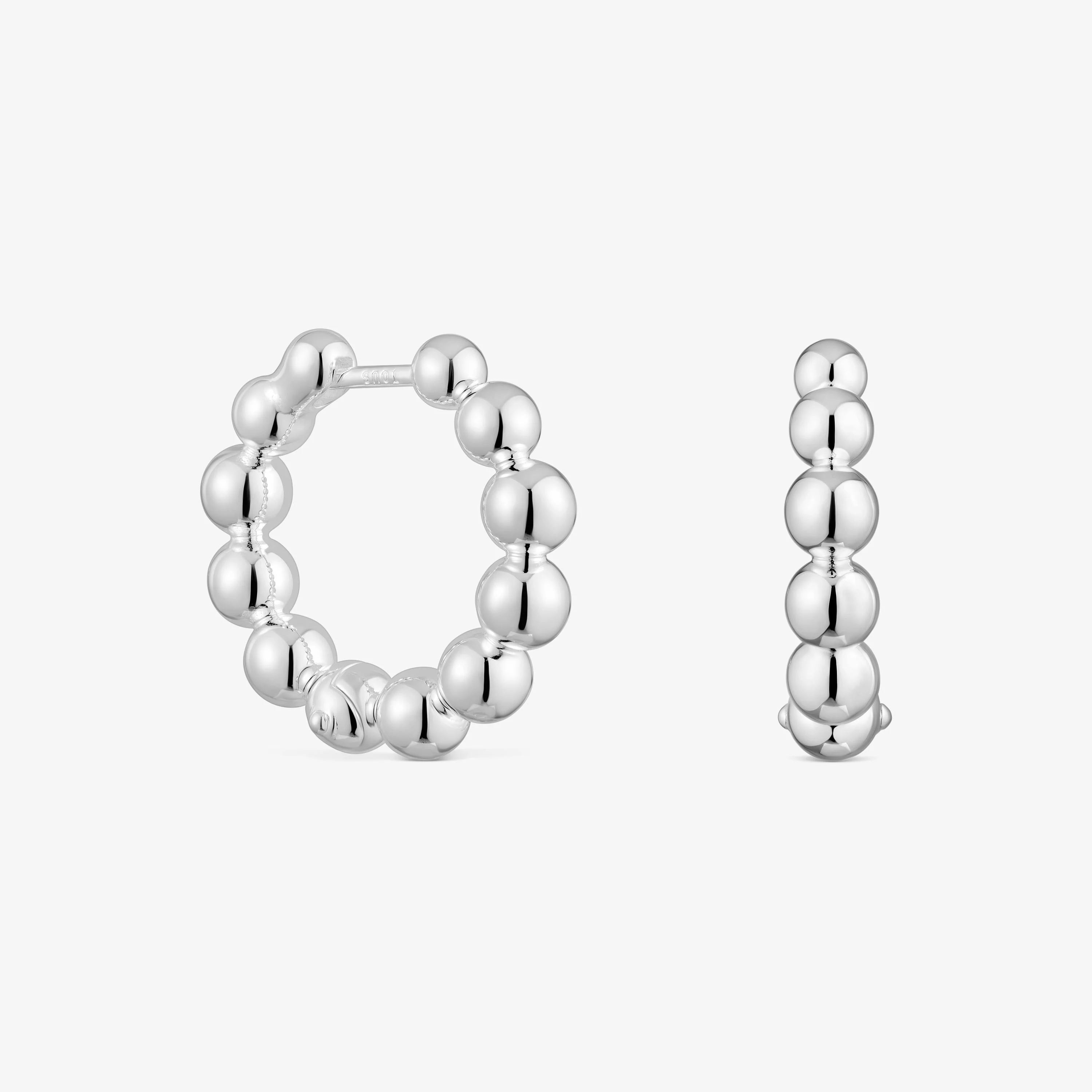 Gloss 15 mm small silver Hoop earrings with charms - 1