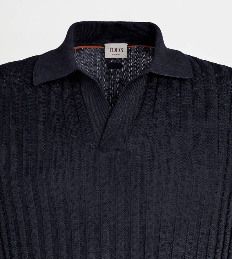 Tod's POLO SHIRT IN LINEN KNIT - BLUE outlook