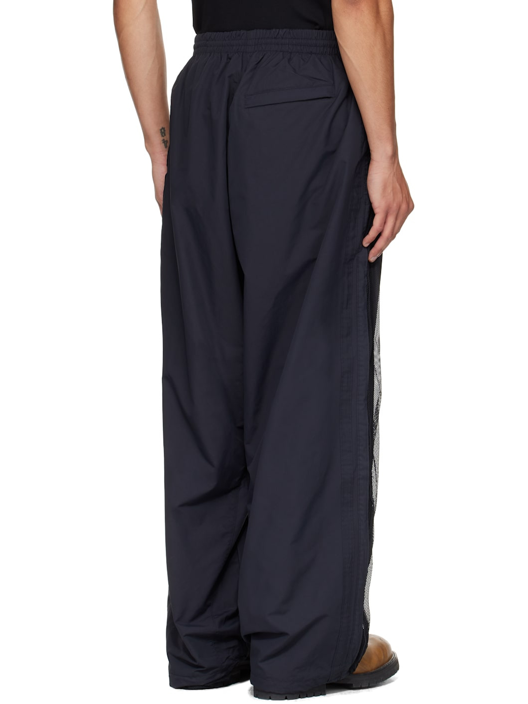 Black Mesh Panel Track Pants - 3
