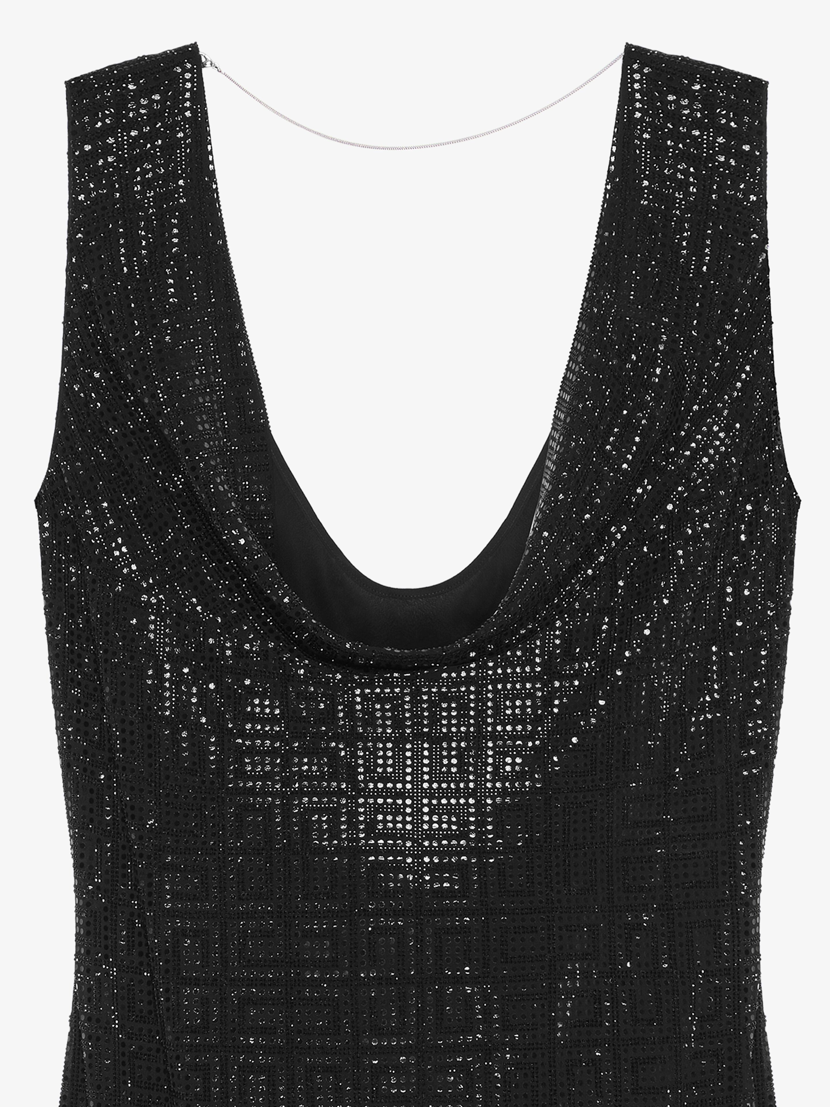 DRAPED DRESS IN SILK WITH 4G RHINESTONES - 5