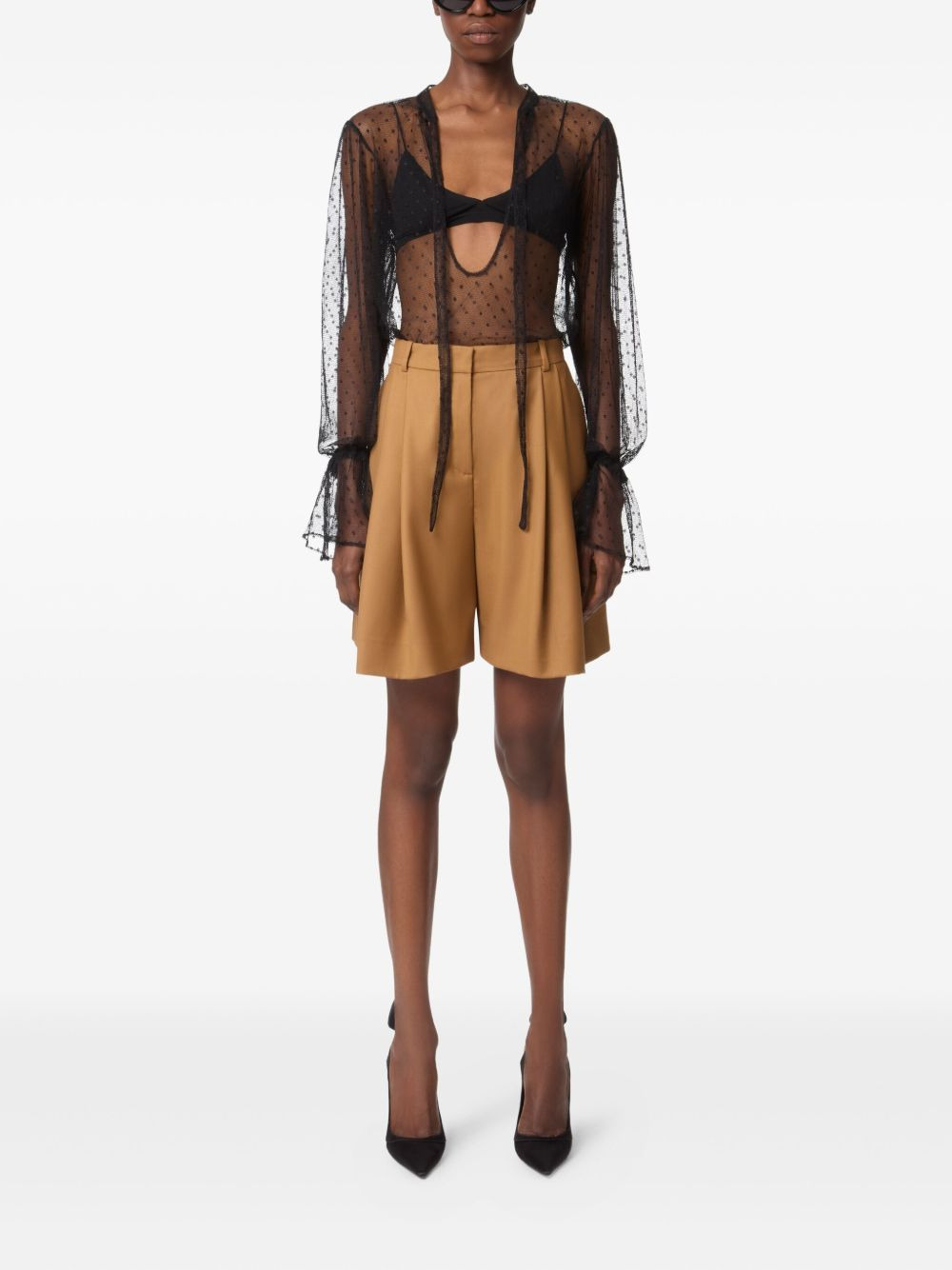 pleated high-waisted shorts - 2