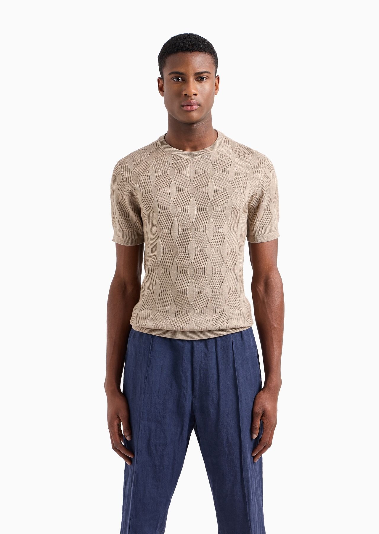 Embossed textured Lyocell-blend jumper with an op-art motif - 2