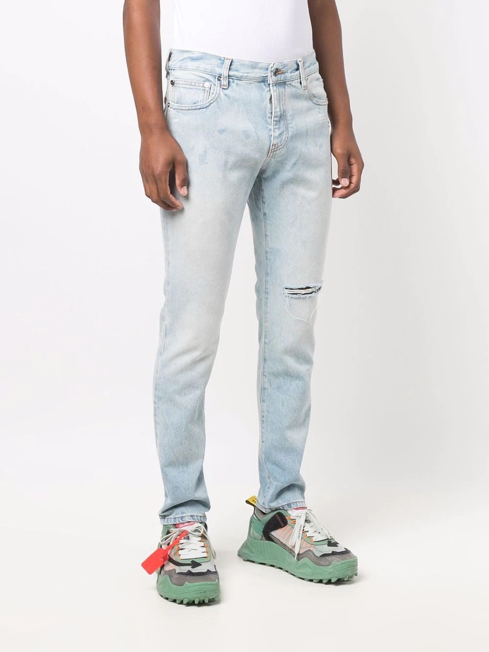 distressed straight-leg jeans - 3