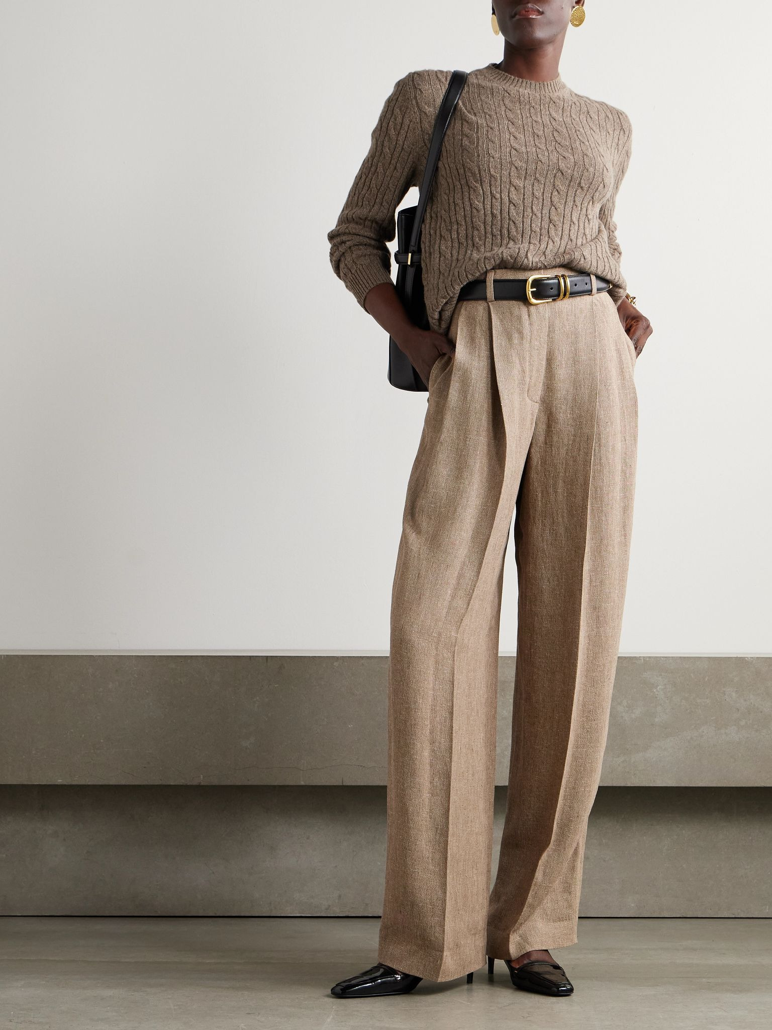 Cable-knit cashmere sweater Brown - 2