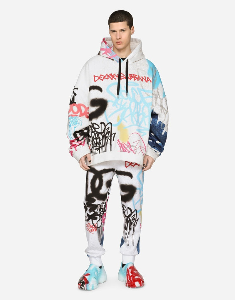 Hoodie with spray-paint graffiti print 4