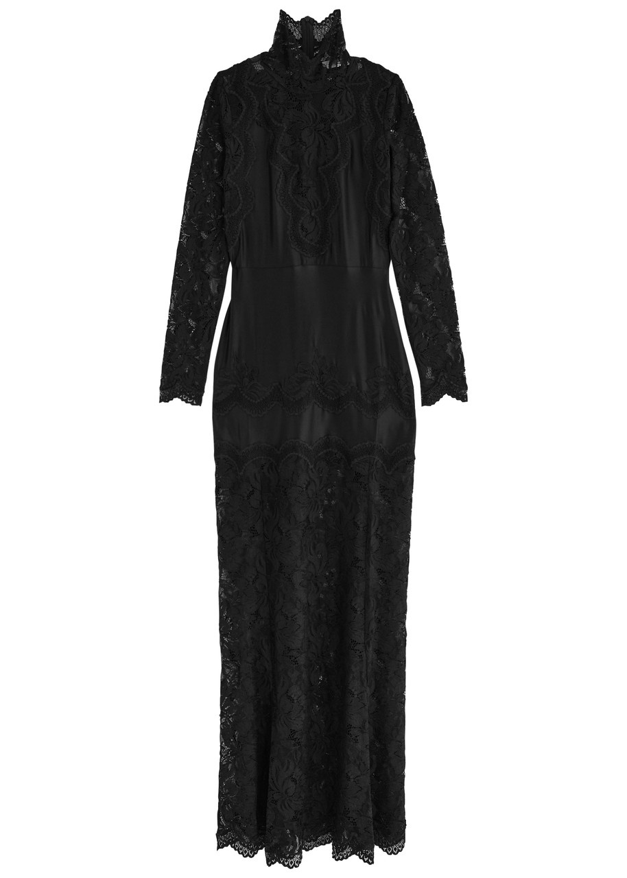 Rabanne Panelled Lace and Satin Maxi Dress - 1