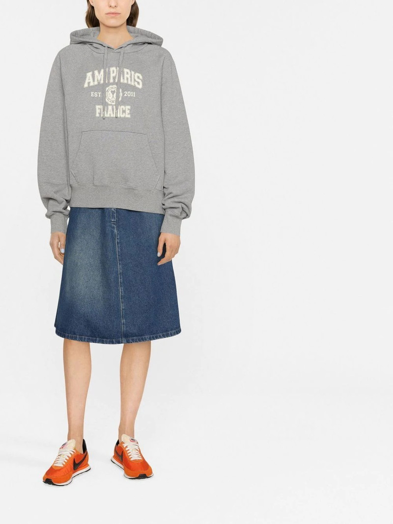 AMI Paris logo-print organic cotton hoodie outlook