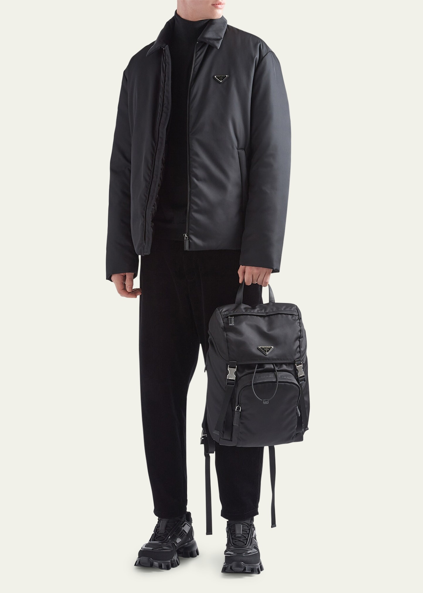 Men's Padded Nylon Logo Backpack w/ Hood - 5