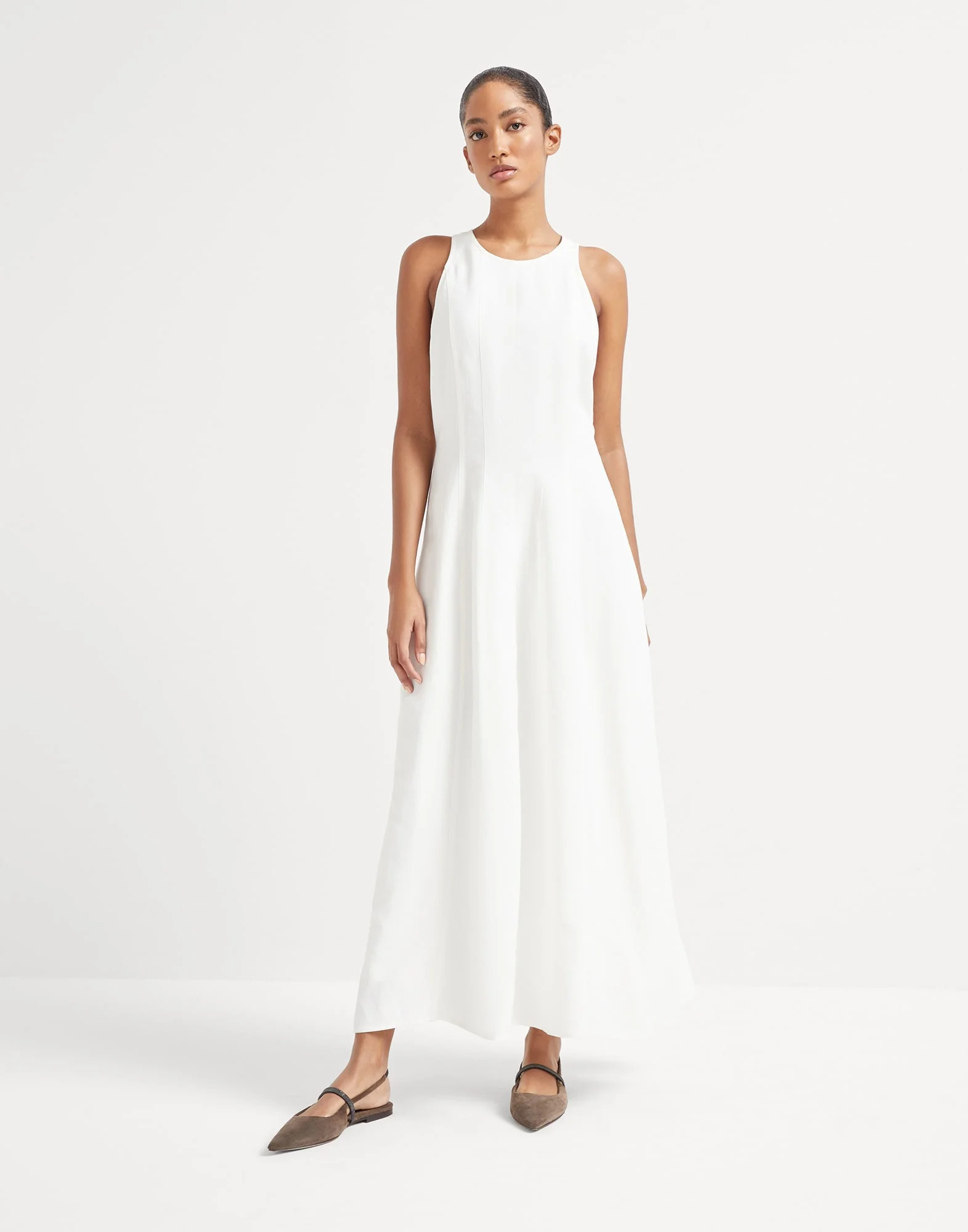 Viscose and linen fluid twill dress - 1