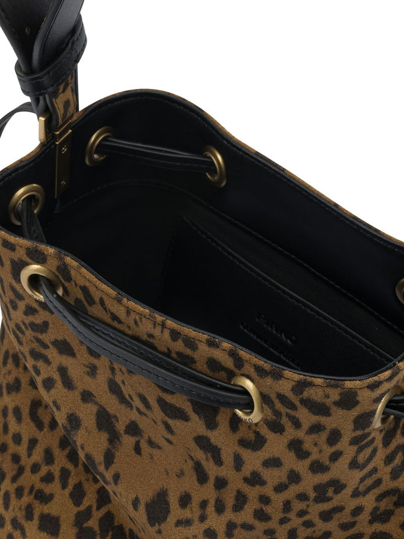Leopard print drawstring shoulder bag 4