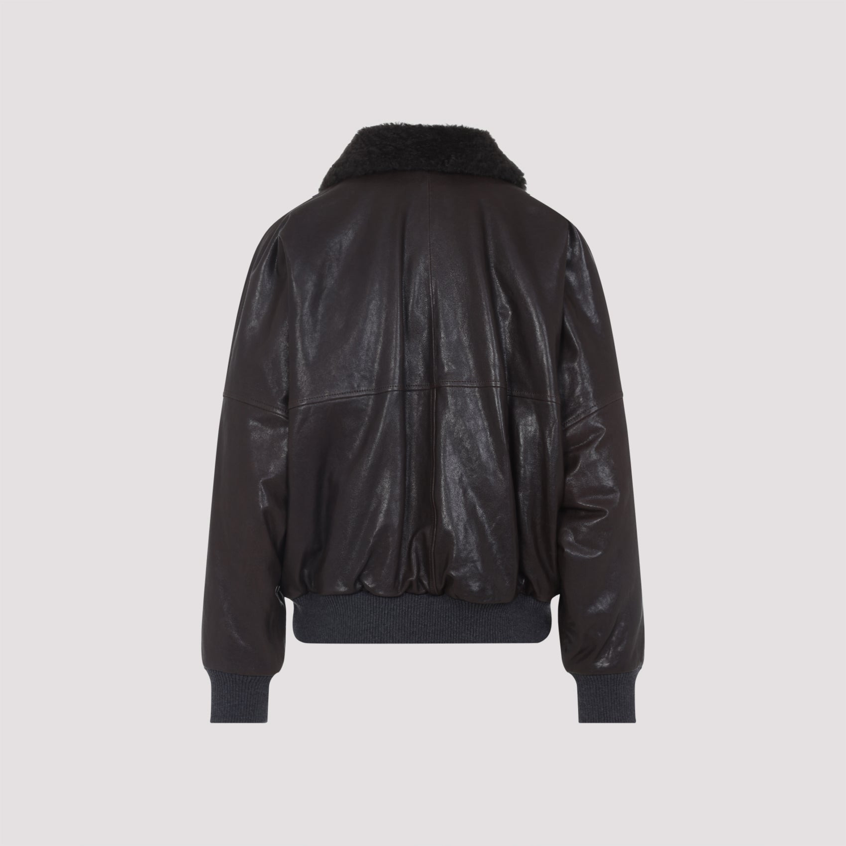 Brunello Cucinelli Shearling Collar Leather Jacket Women - 2