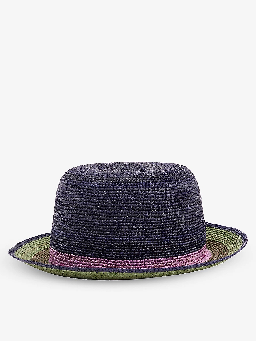 Striped wide-brim straw hat - 3