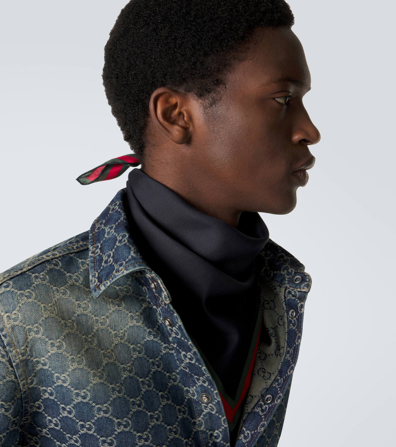 GUCCI Web Stripe cotton and silk scarf outlook
