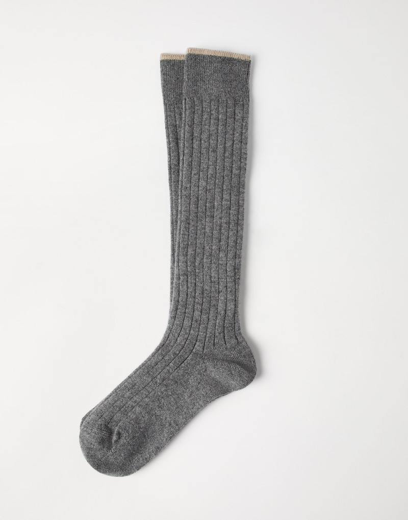 Cashmere rib knit socks 1