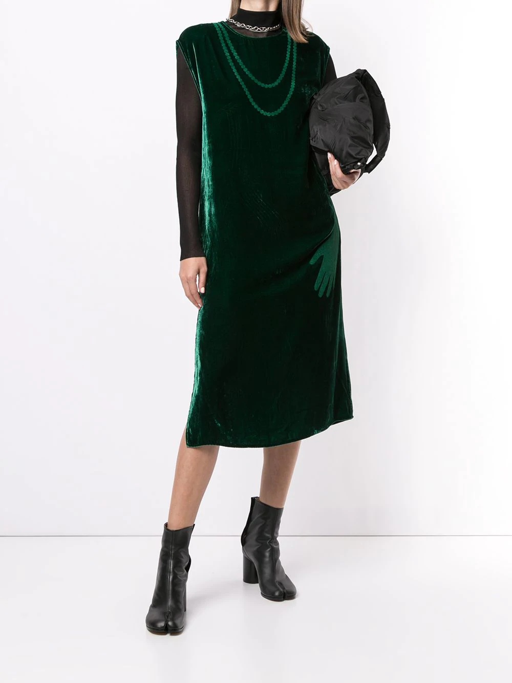 velvet sleeveless midi dress - 2