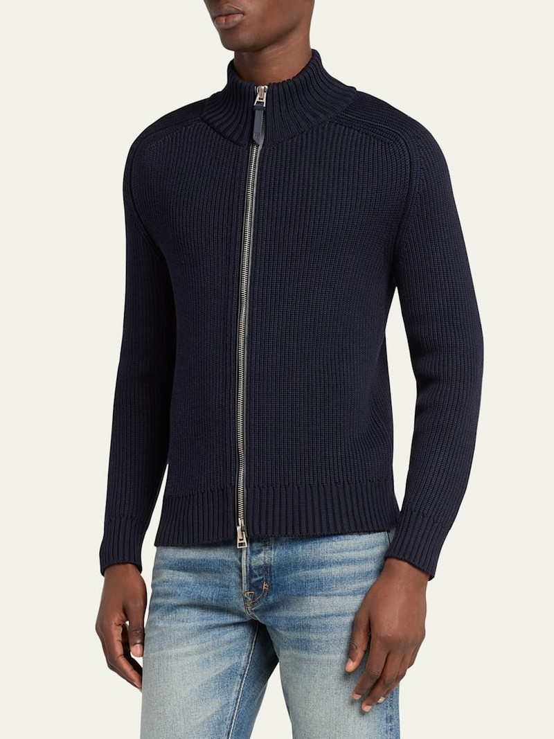 TOM FORD Men's Ribbed Full-Zip Sweater outlook