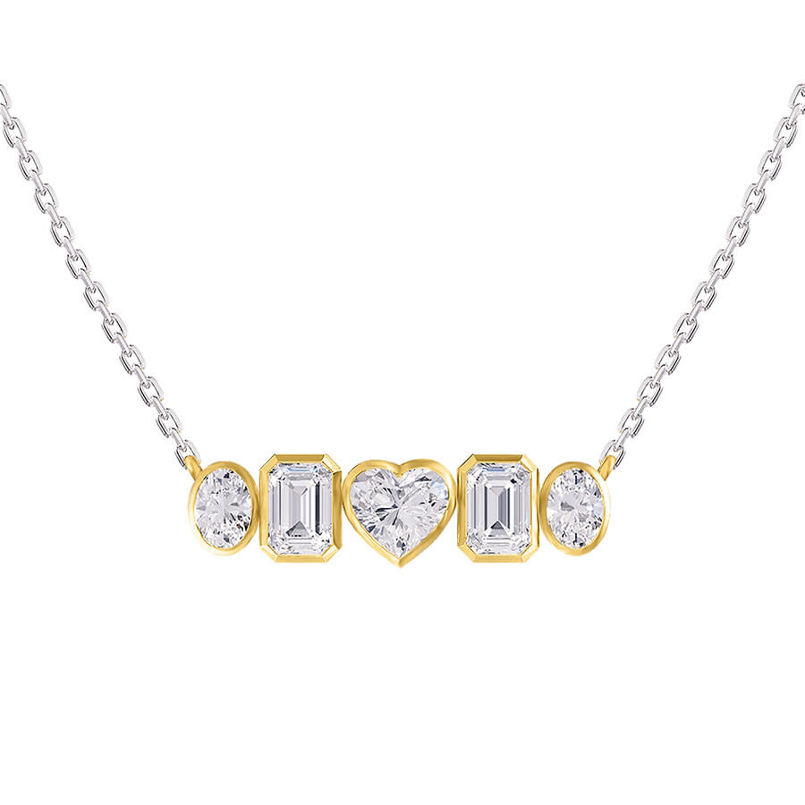 Diamond2Deal - Diamond2Deal 14k Two-tone Gold 3.6 Ct Multi Shape Lab Grown Diamond Pendant Necklace 18" VVS-VS, E-F - 1