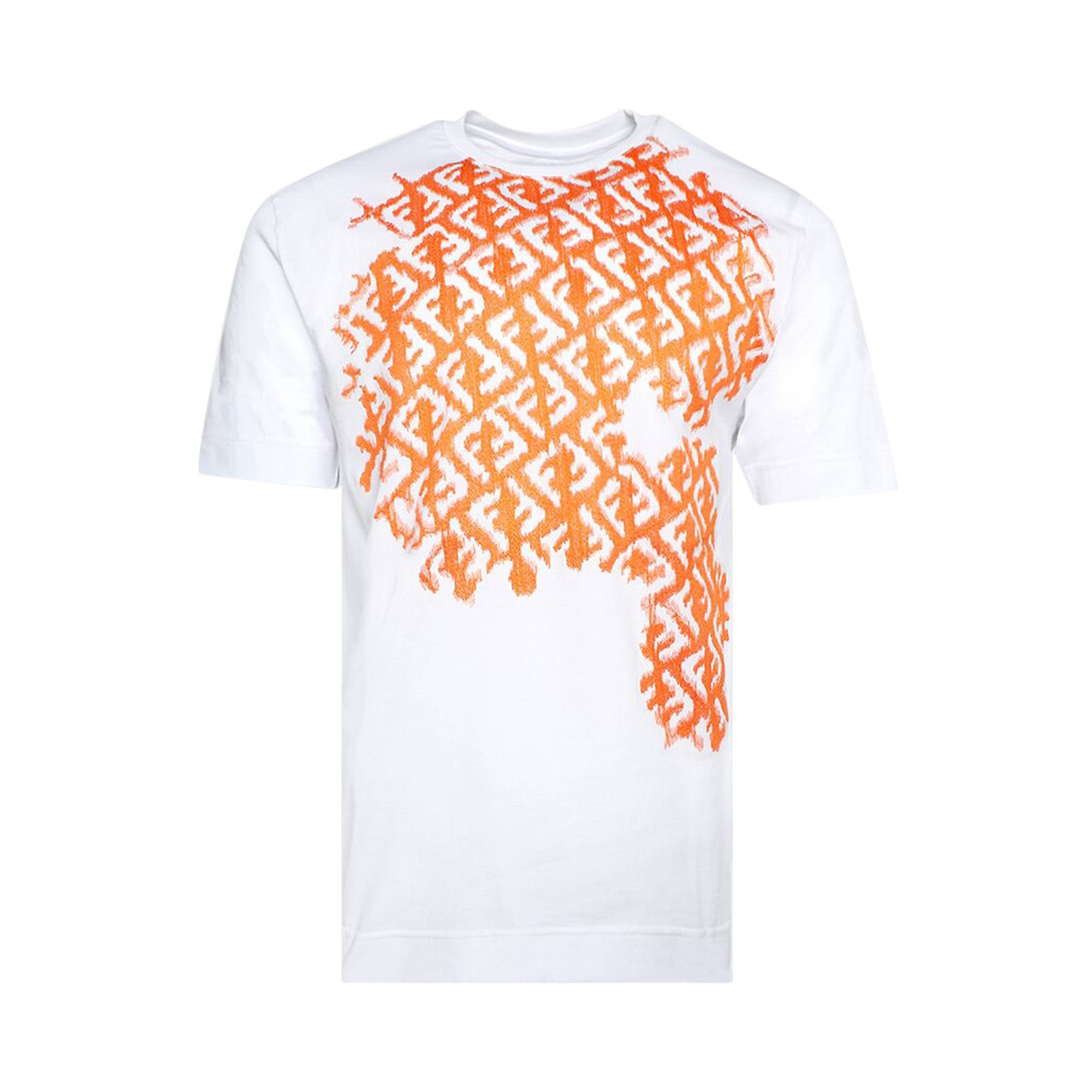 Fendi FF Embroidered T-Shirt 'Natural/Papaya Orange' - 1