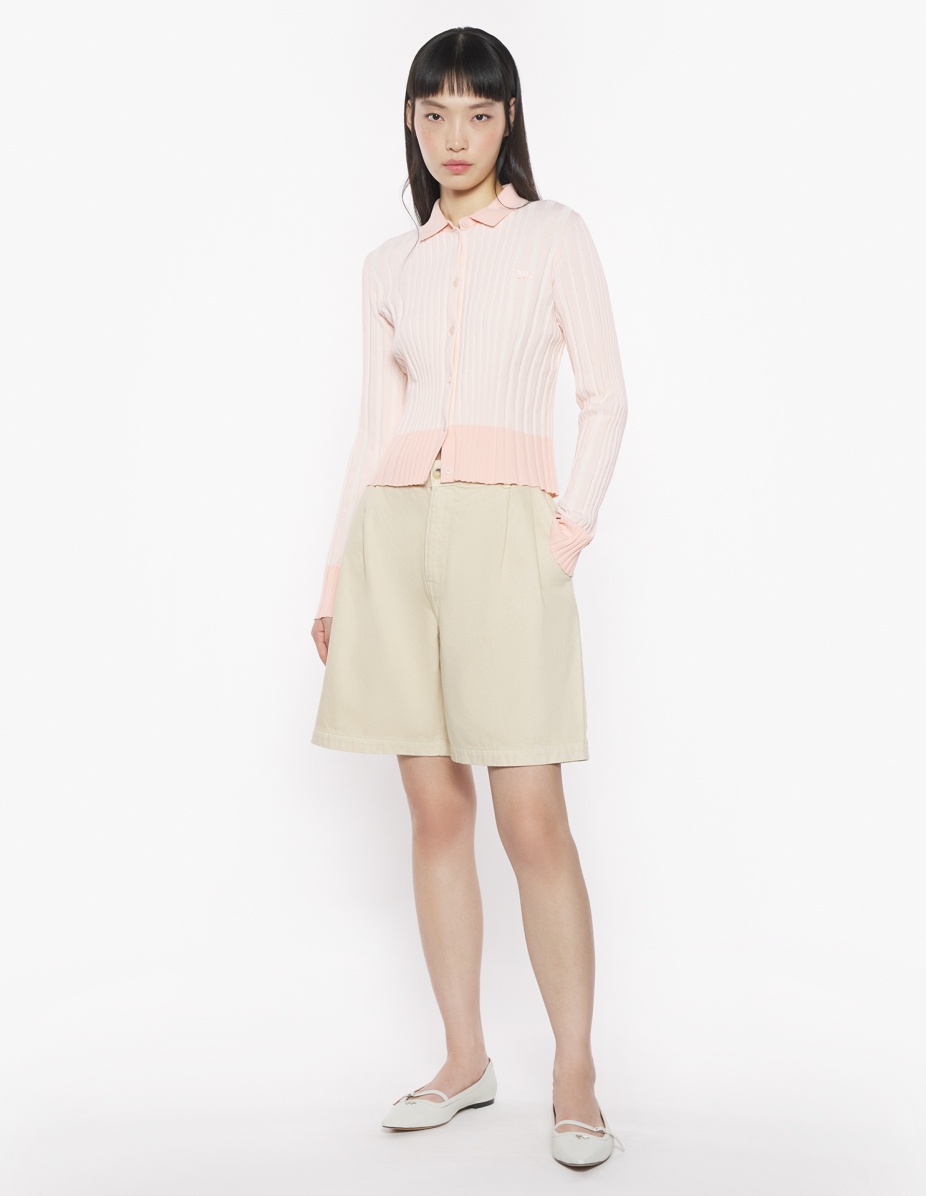 BABY FOX PATCH PLEATED RIBBED CARDIGAN - 2