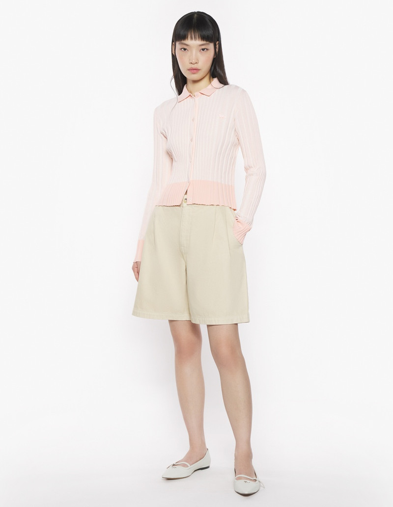 Maison Kitsuné BABY FOX PATCH PLEATED RIBBED CARDIGAN outlook