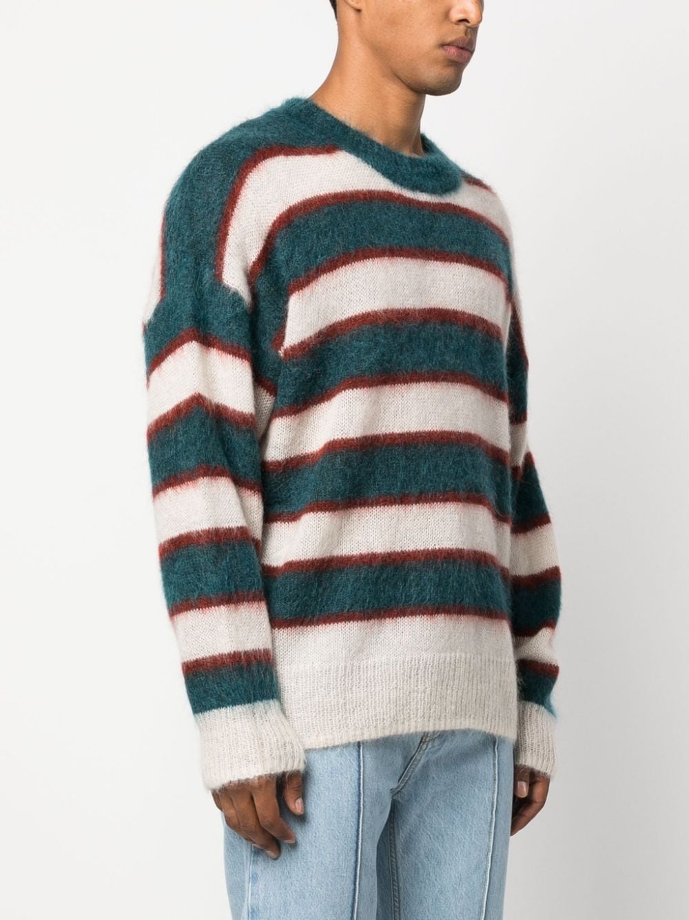stripe-print crew-neck jumper - 3