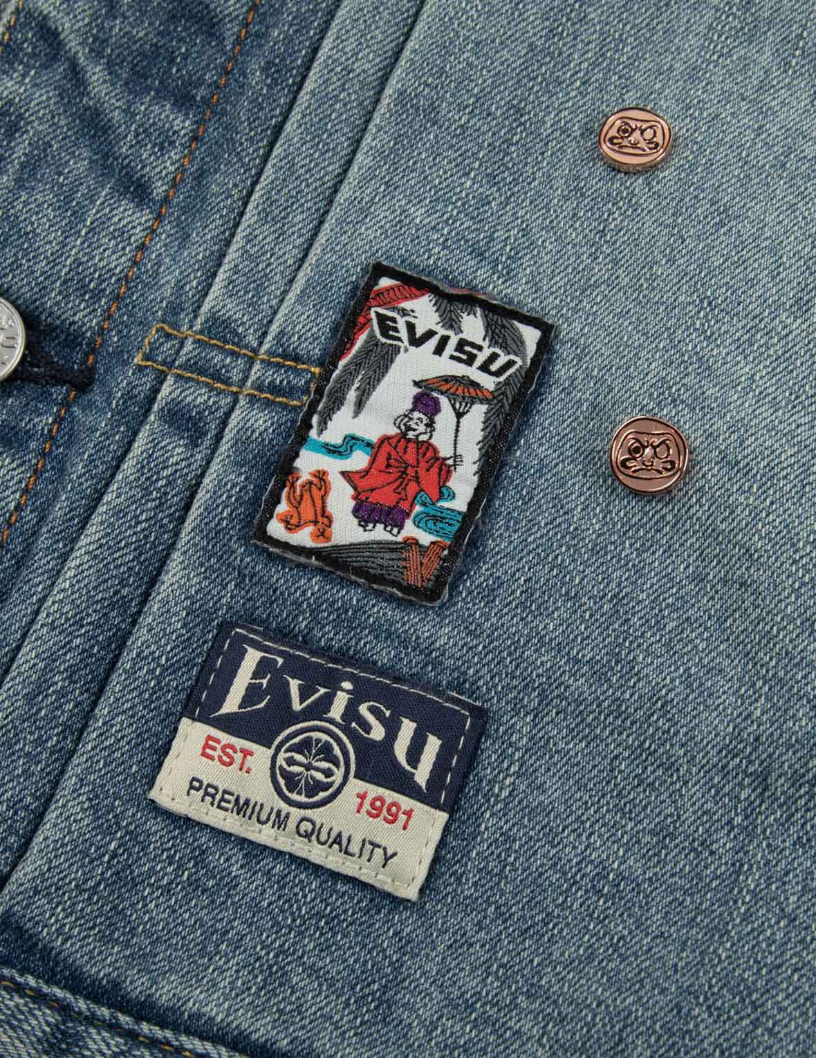 ALLOVER RIVETS AND SEAGULL APPLIQUE RELAX FIT DENIM JACKET - 8
