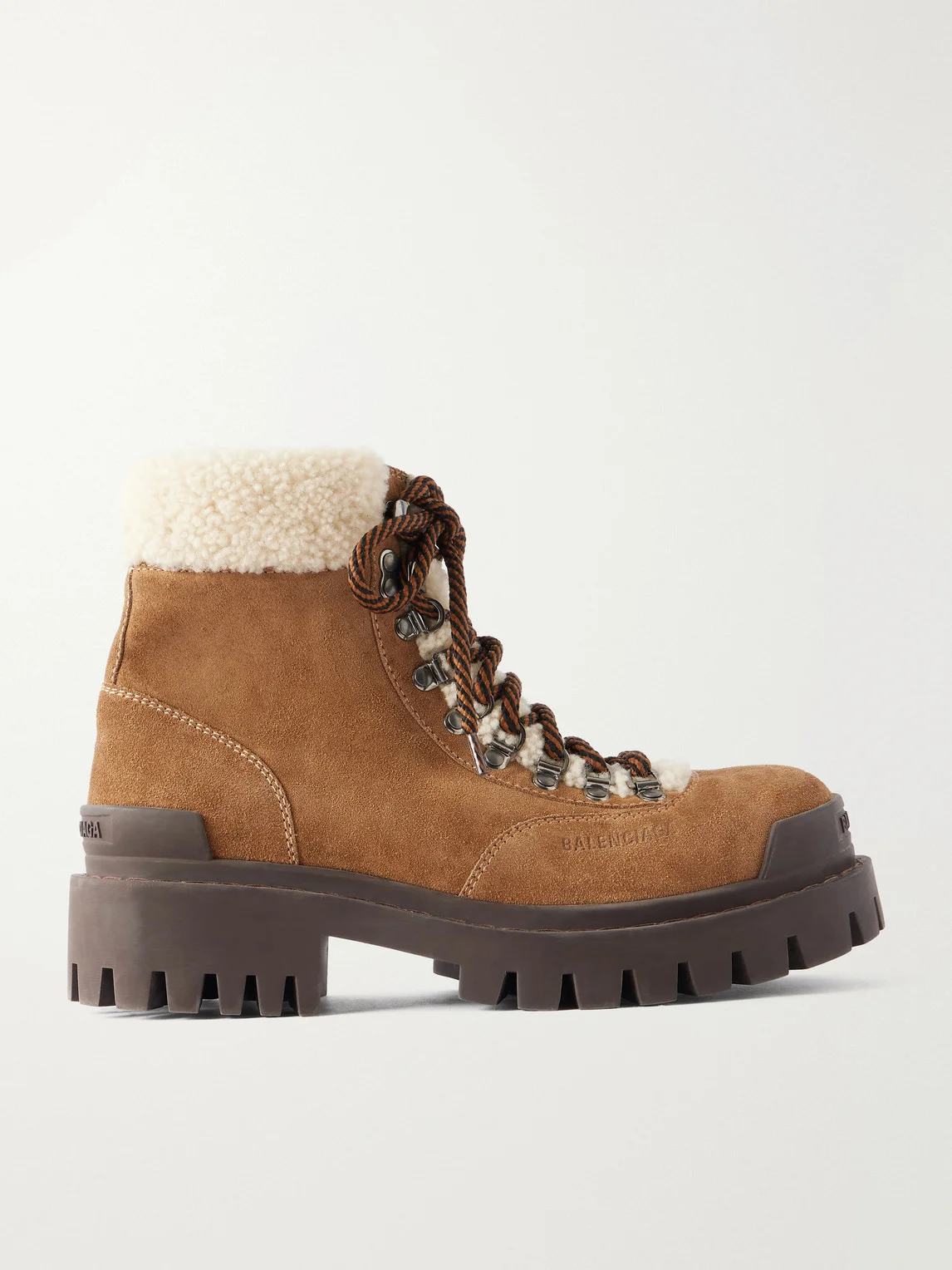 Shearling-Trimmed Suede Boots - 1