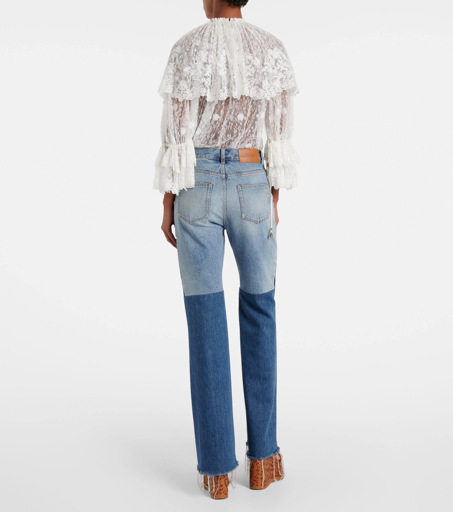 Patchwork flared jeans - 3