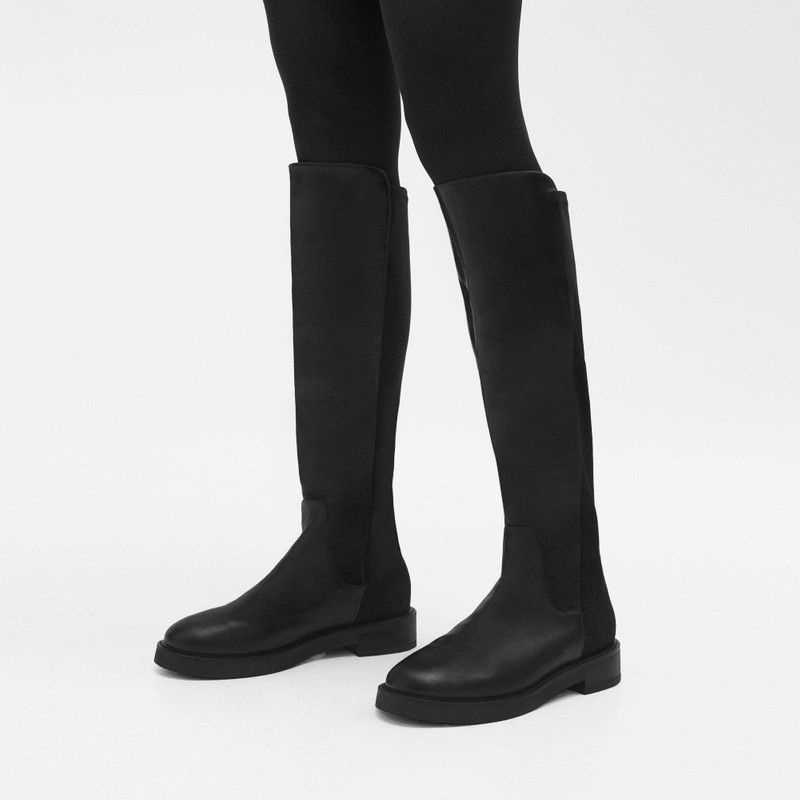 Theory Knee-High Pull-On Boot in Leather outlook