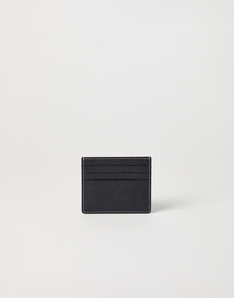 Brunello Cucinelli Grained calfskin mini card case outlook