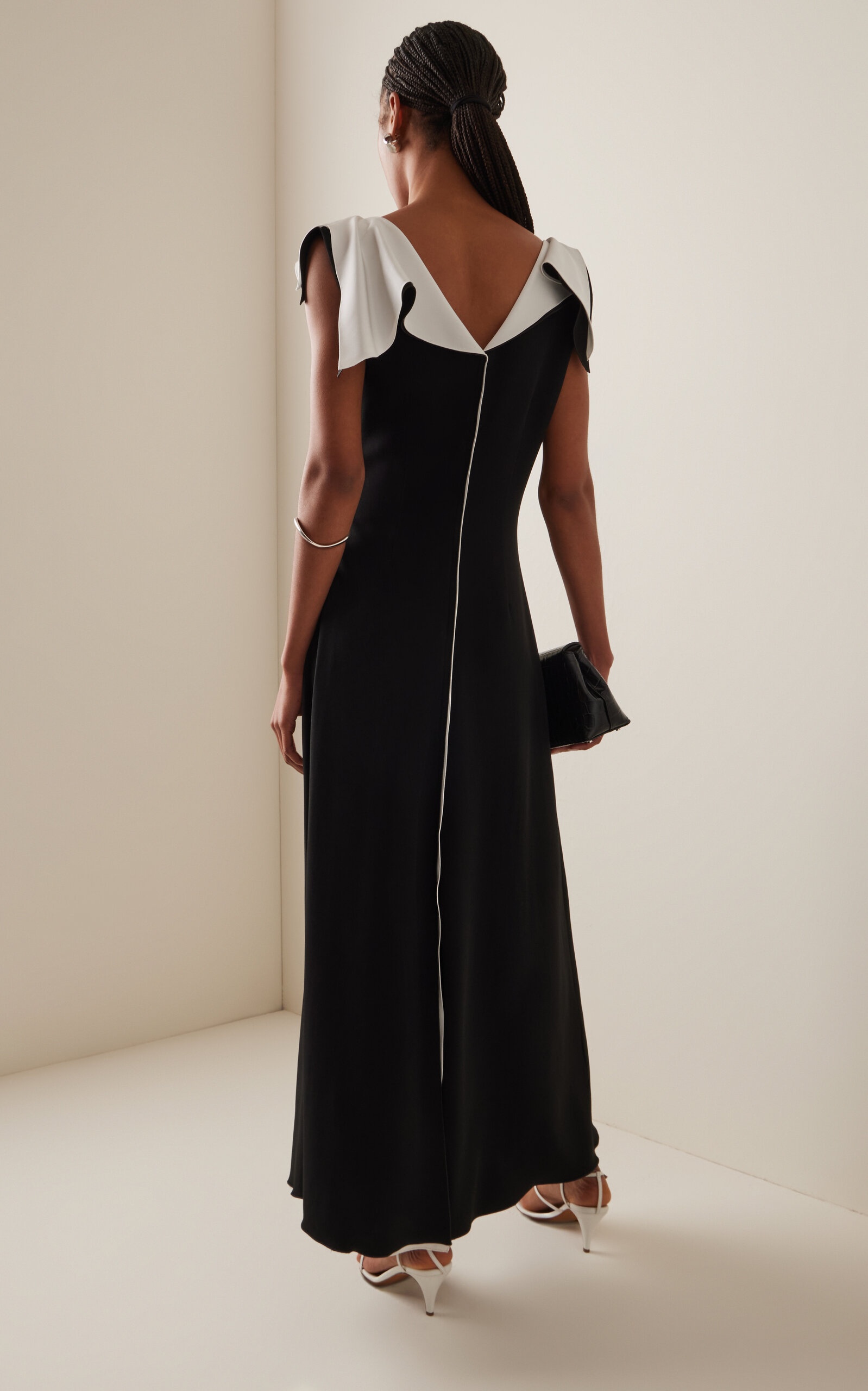 Jophee Layered Crepe Maxi Dress black - 4