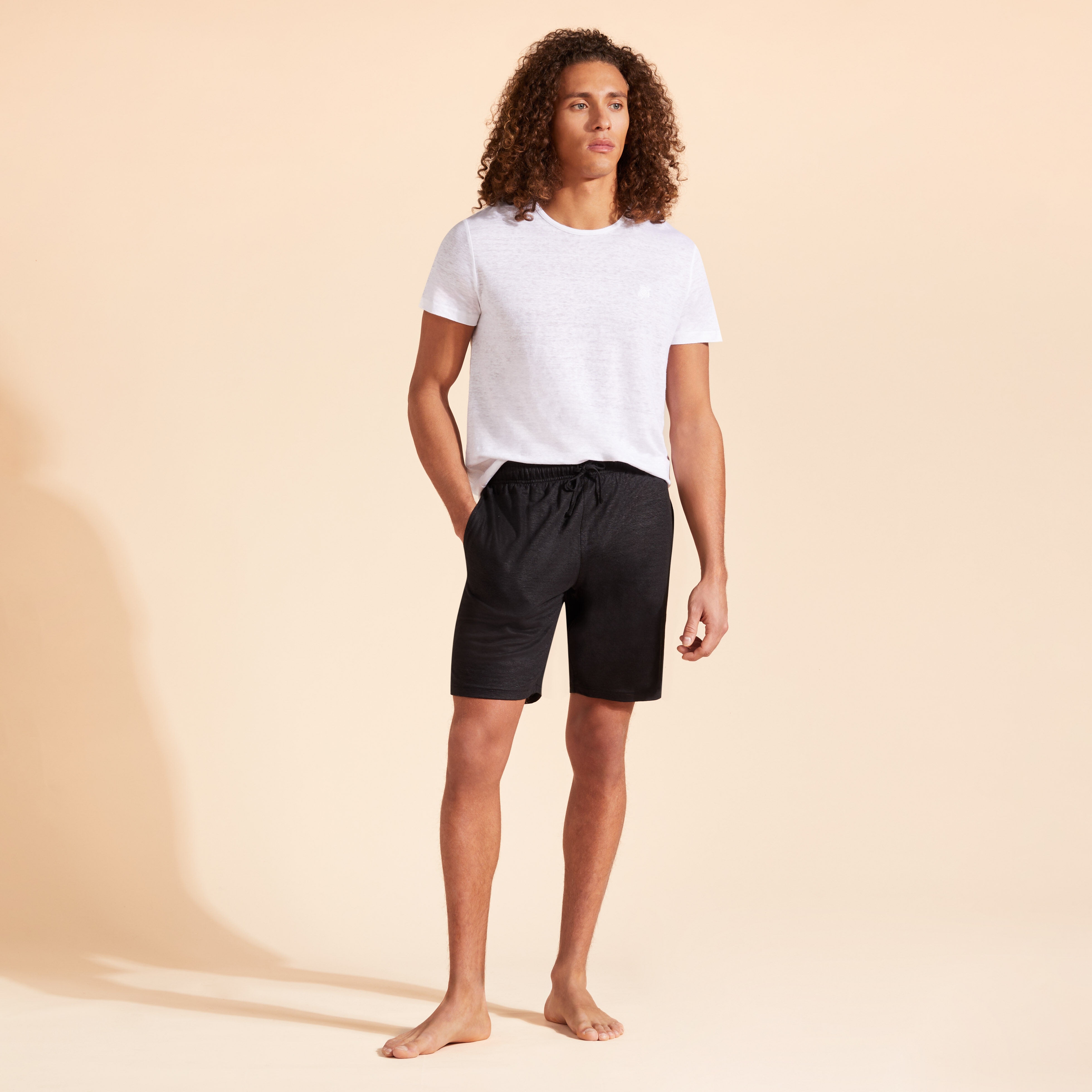 Unisex Linen Bermuda Shorts Solid - 5