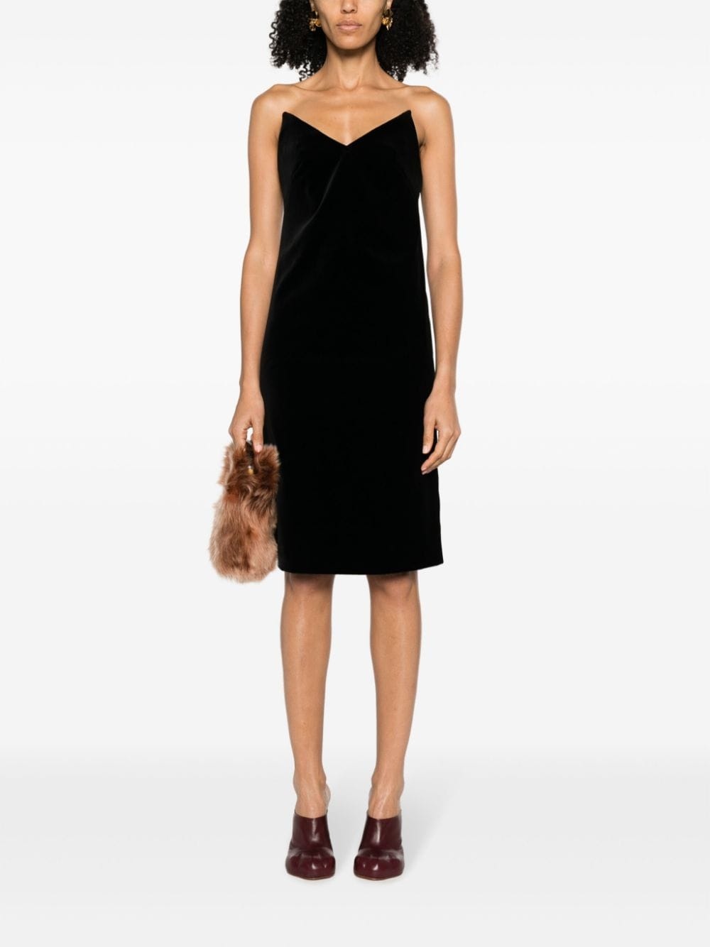 bustier velvet strapless dress - 2