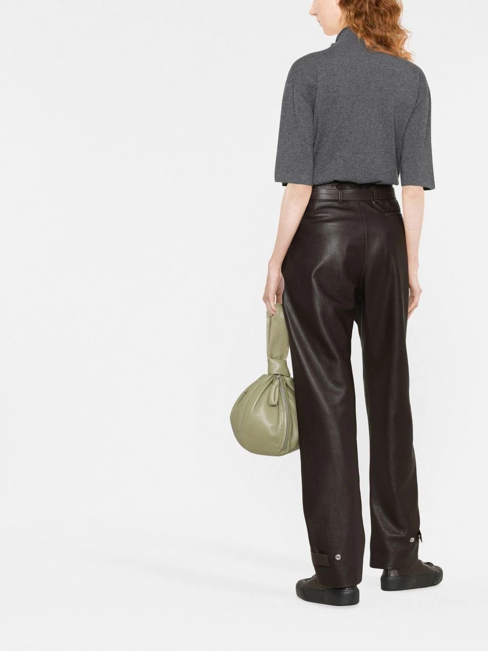 short-sleeved roll-neck knitted top - 4
